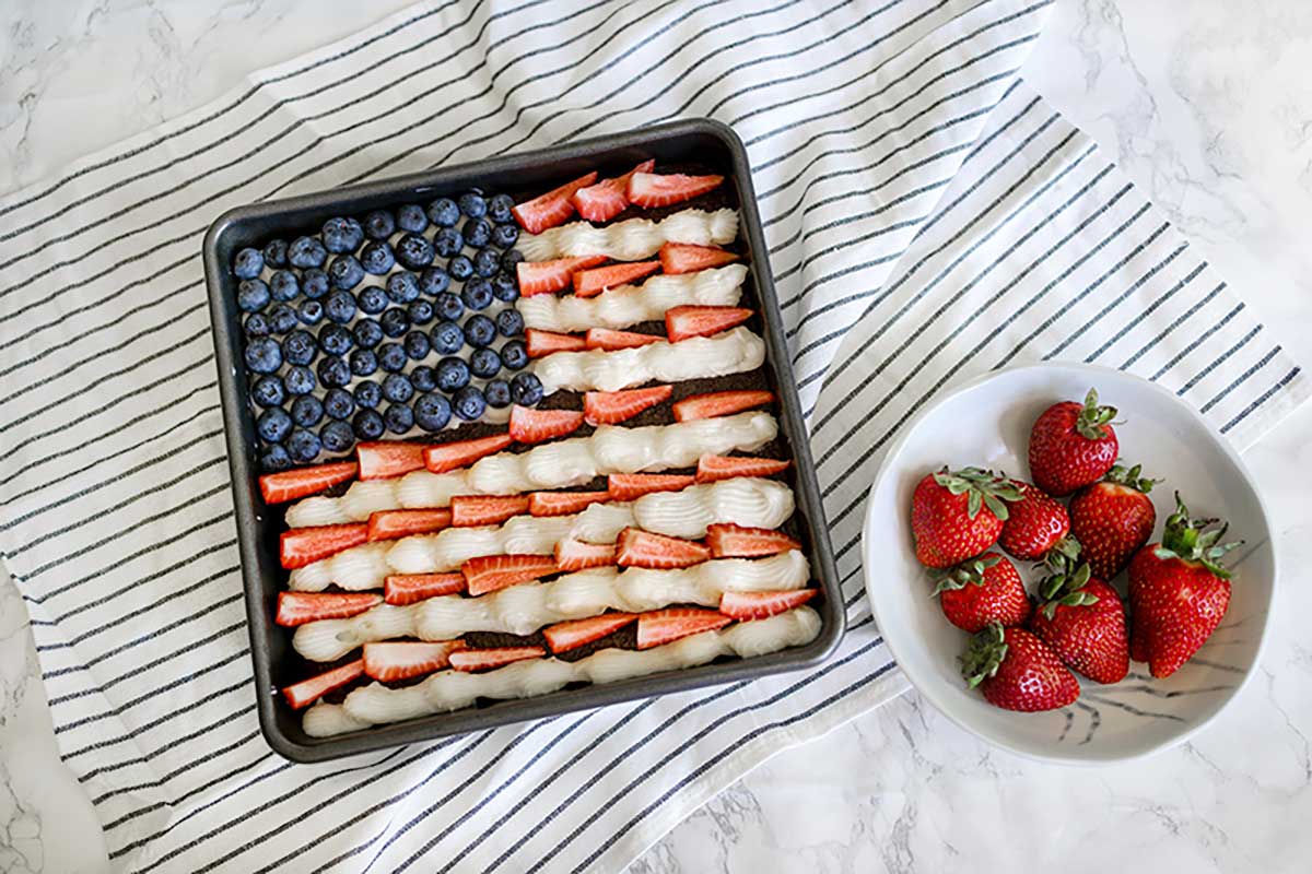 Fourth of July flag brownies