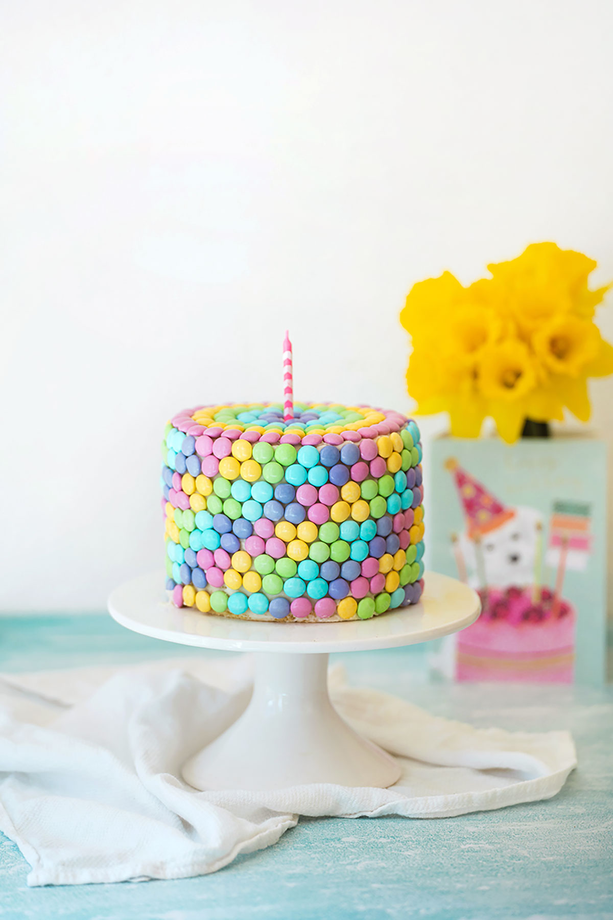 M&M cake with birthday card