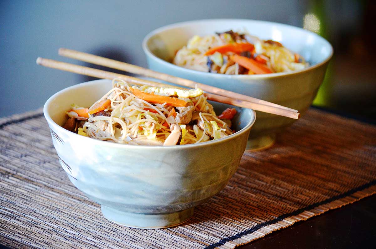 tsa misua noodle bowl with chopsticks